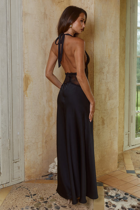 LILITH HALTER MAXI DRESS - BLACK
