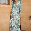 LILY PLUNGE NECK MAXI DRESS - NIKKI KHAKI