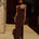 LIORA DRAPED SCARF MAXI DRESS - CHOCOLATE