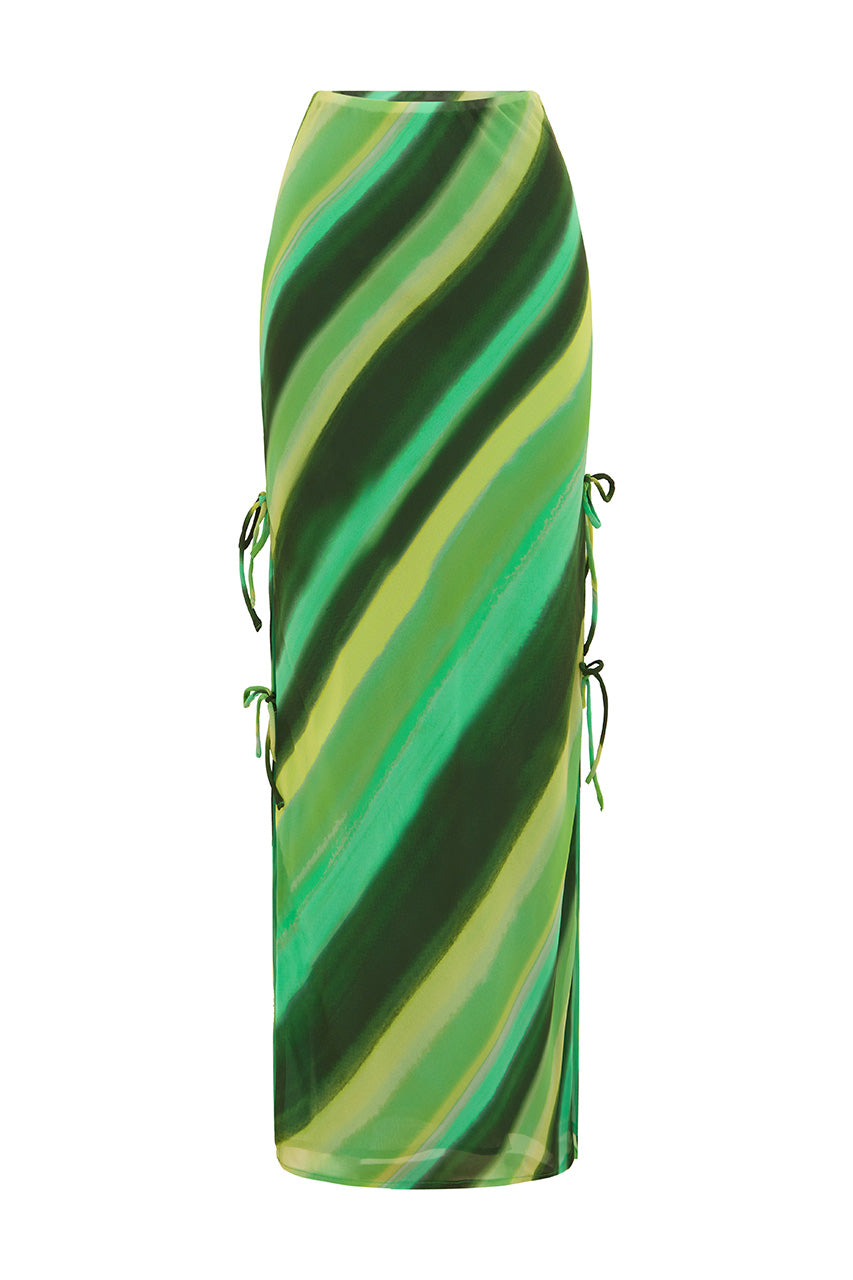 LORALEI MAXI SKIRT - GREEN STRIPE - LORALEIMAXISKIRTGREENSTRIPE