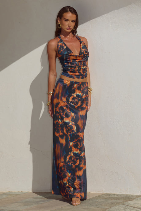 LOTUS LOW WAIST MAXI SKIRT - VALINA ORANGE
