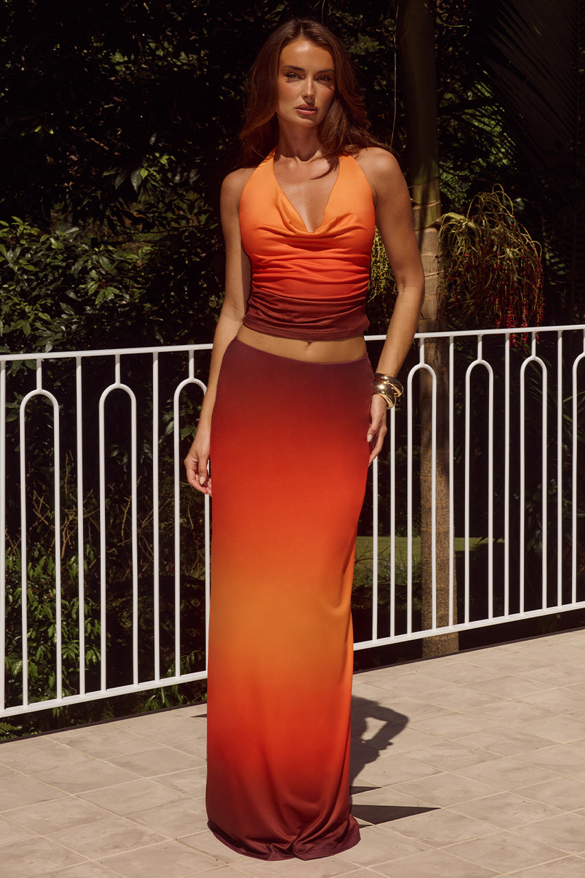 LOTUS LOW WAIST MAXI SKIRT - BLAZE OMBRE XXL - LOTUSCOWLHALTERTOPxLOTUSLOWWAISTMAXISKIRT-BLAZEOMBRE-1
