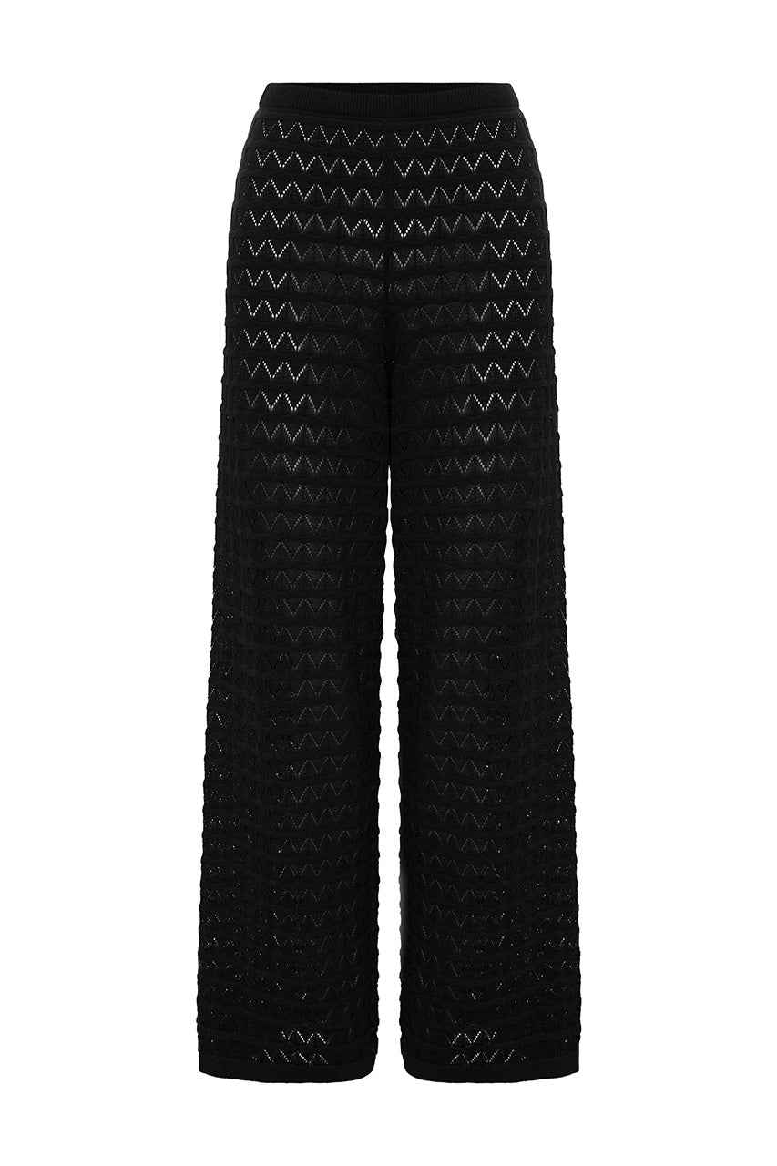 LOUI HIGH WAISTED KNIT PANTS - BLACK - LOUIPANTS-BLUE