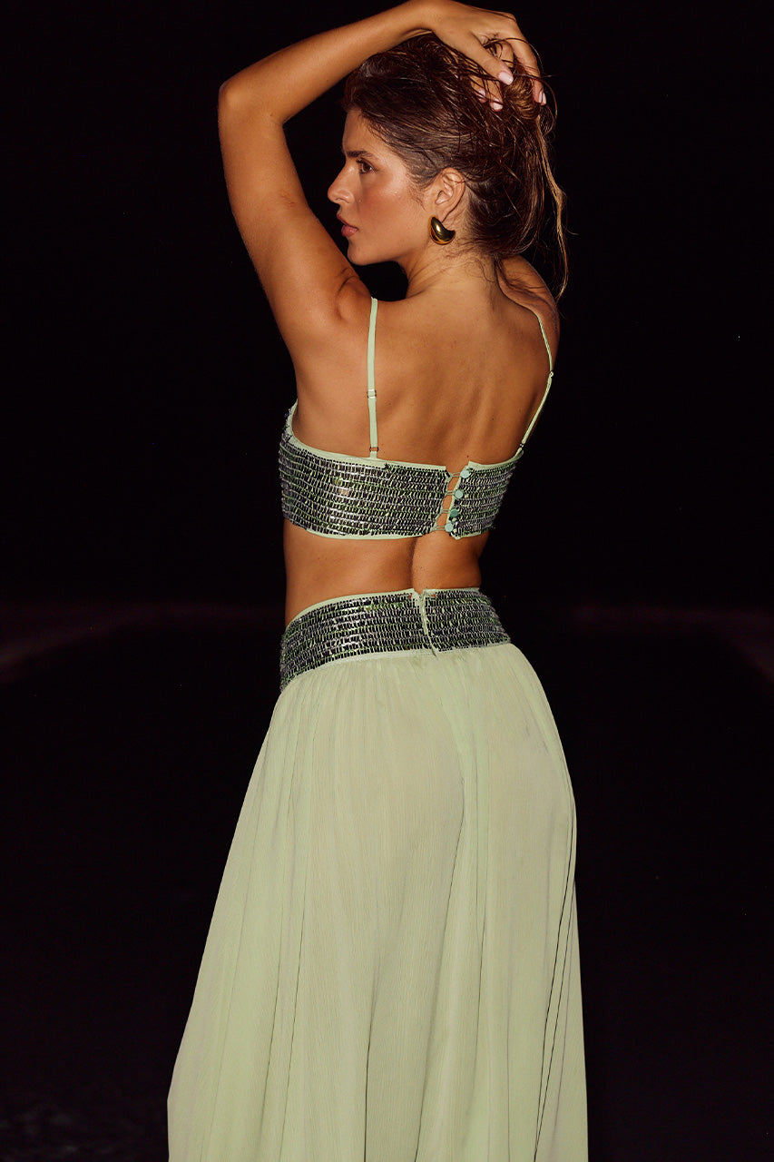 LUISA SEQUIN CROP TOP - FERN - LUISASEQUINCROPTOPXLUISASEQUINWAISTBANDMAXISKIRT-FERN-10