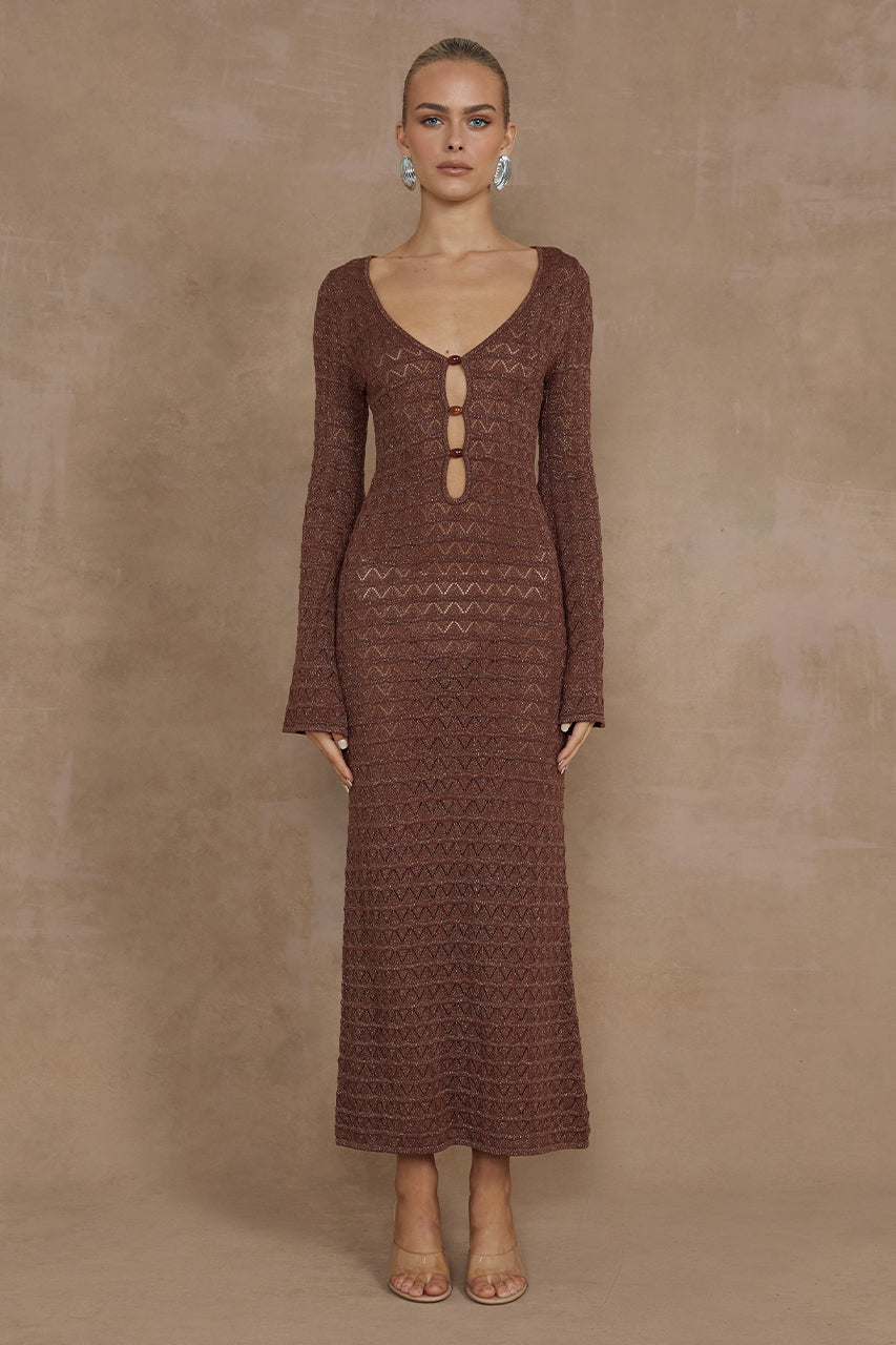 NYA MIDI DRESS - ESPRESSO - MADDY_POLLARD_RUNAWAY-172