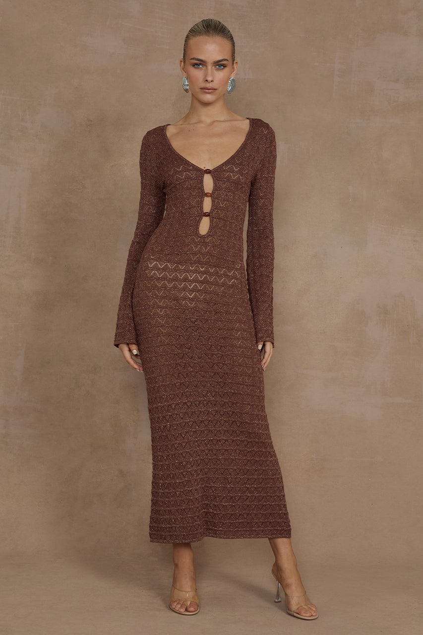 NYA MIDI DRESS - ESPRESSO XL - MADDY_POLLARD_RUNAWAY-173