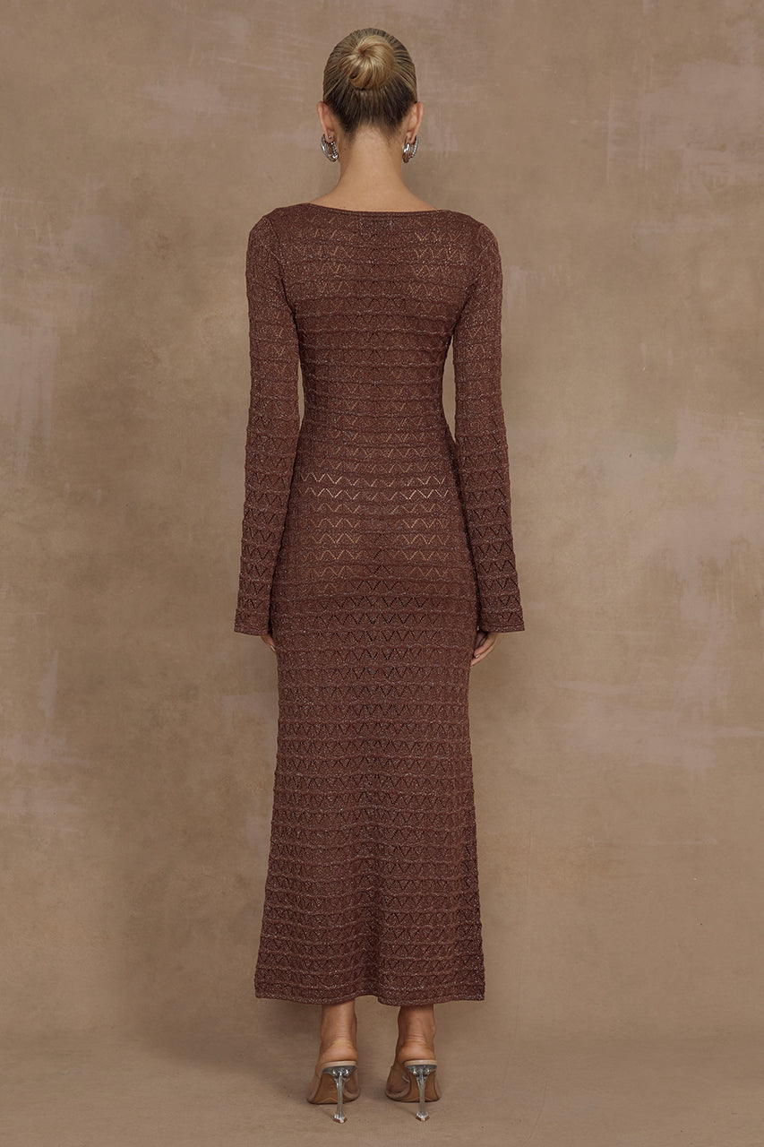 NYA MIDI DRESS - ESPRESSO - MADDY_POLLARD_RUNAWAY-175