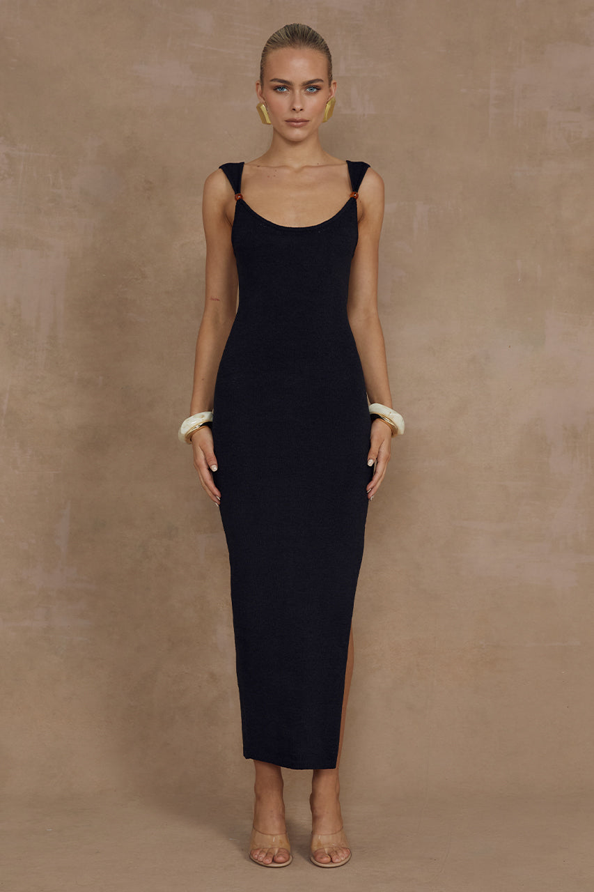 TAKITA MIDI DRESS - BLACK - MADDY_POLLARD_RUNAWAY-190