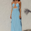 MAIA HALTER MAXI DRESS - BABY BLUE