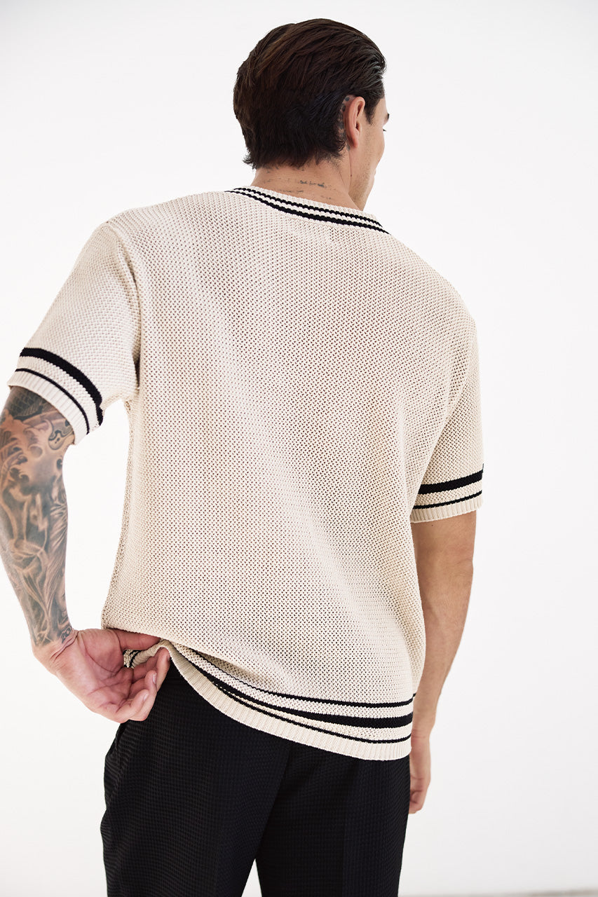 MAKKA V-NECK SHORT SLEEVE KNIT TOP - SAND - MAKKAV-NECKSHORTSLEEVEKNITTOP-CREAM-08