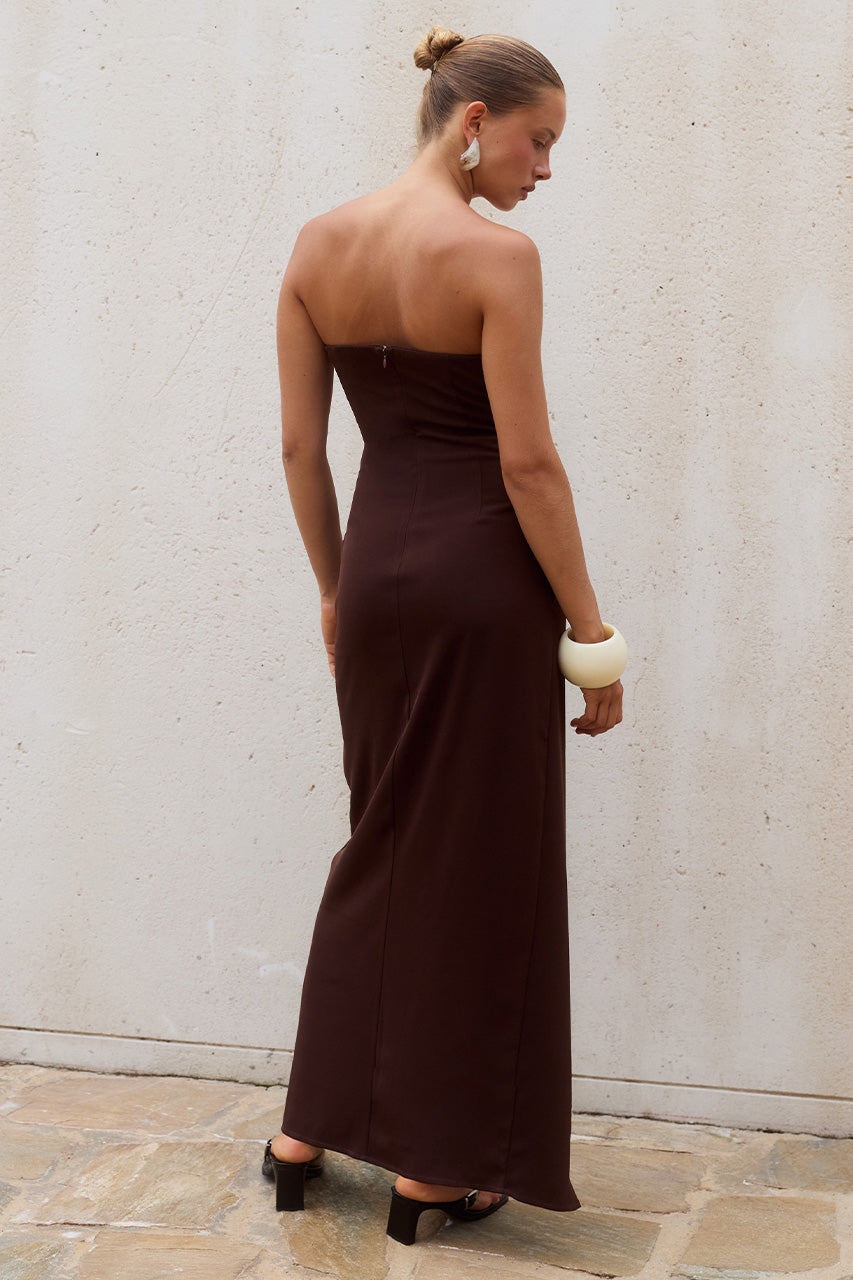 MARTA STRAPLESS MAXI DRESS - CHOCOLATE/SAND STRIPE - MARTASTRAPLESSMAXIDRESS-CHOCOLATE_SANDSTRIPE-05