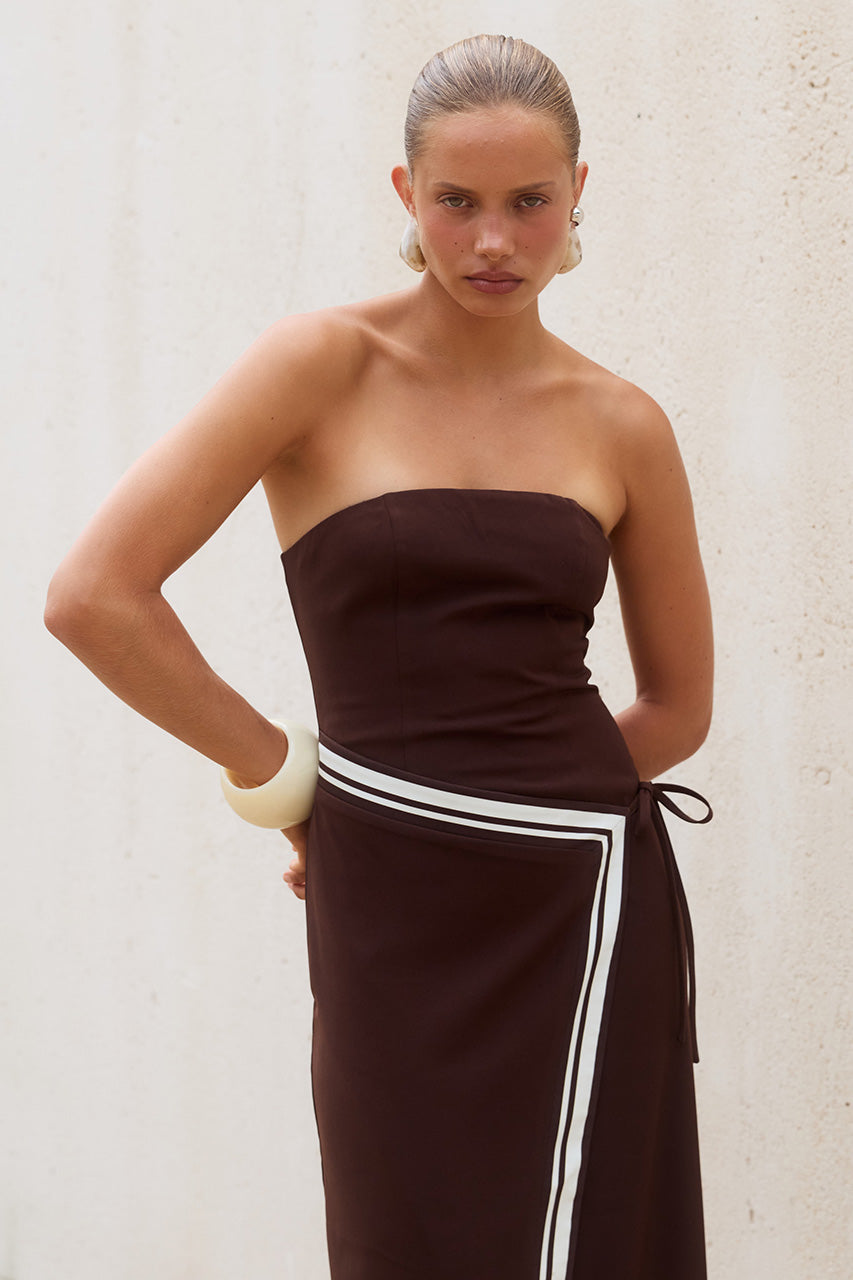 MARTA STRAPLESS MAXI DRESS - CHOCOLATE/SAND STRIPE - MARTASTRAPLESSMAXIDRESS-CHOCOLATE_SANDSTRIPE-06