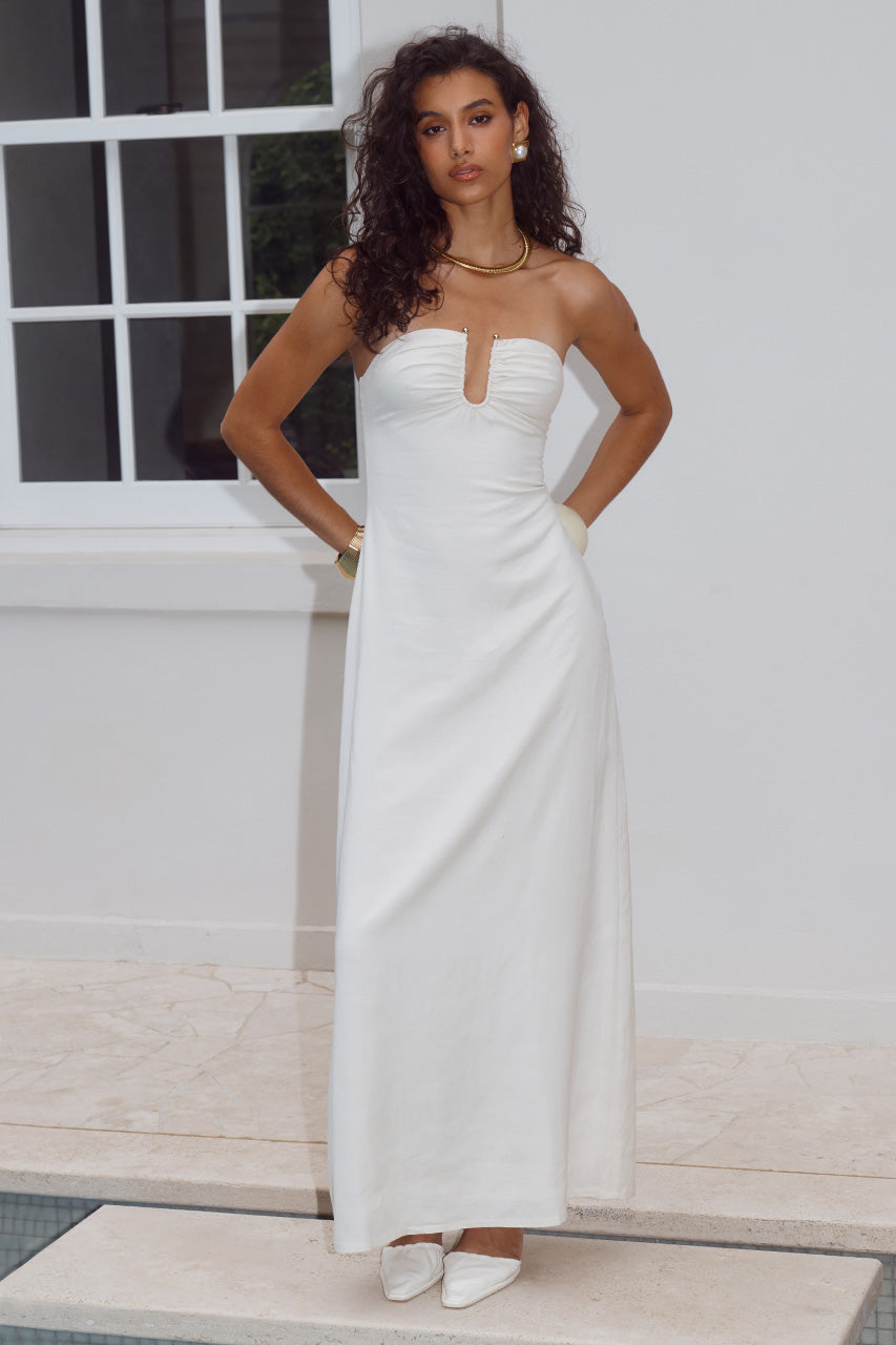MARTHA STRAPLESS MAXI DRESS - WHITE XXL - MARTHASTRAPLESSMAXIDRESS-WHITE-3