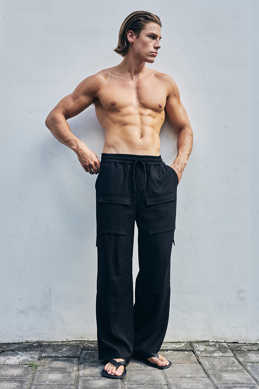 MARVEY WIDE LEG CARGO PANT - BLACK - MARVEYWIDELEGCARGOPANT-BLACK-1