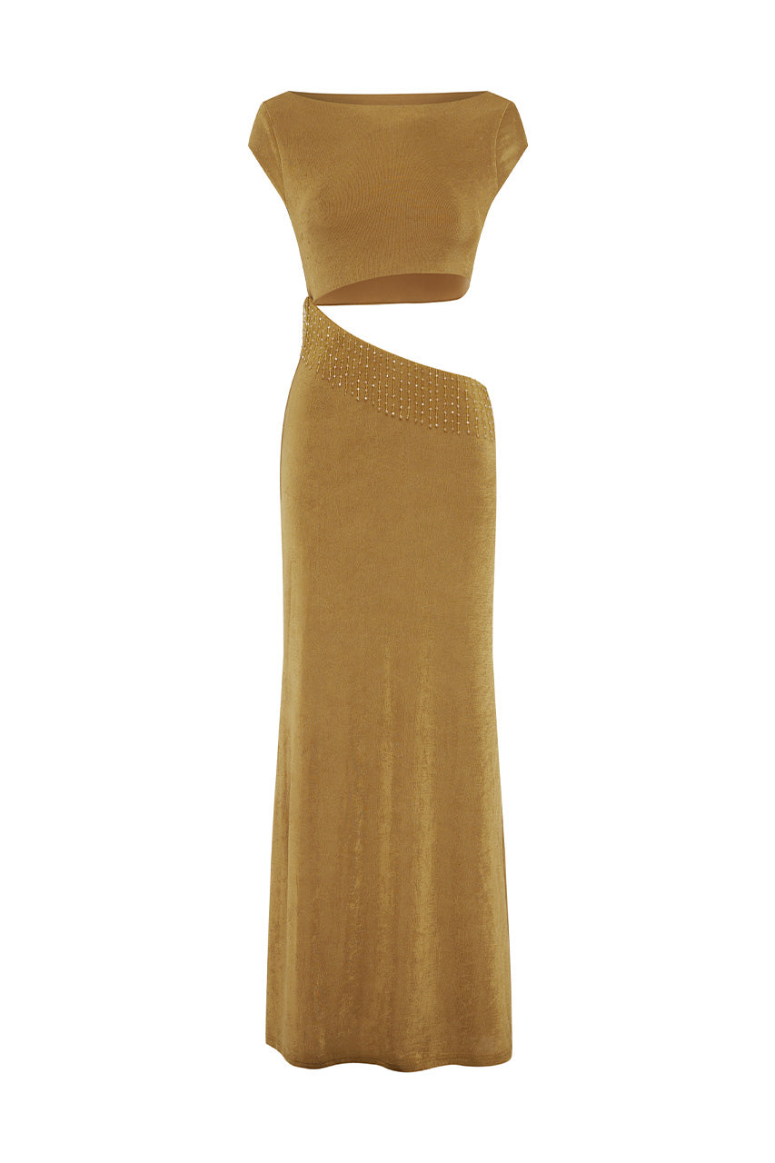 MAYLA BOAT NECK MAXI DRESS - GINGER - MAYLABOATNECKMAXIDRESS-GINGER