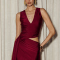 MAZINI DEEP PLUNGE MAXI DRESS - BERRY