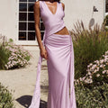 MAZINI DEEP PLUNGE MAXI DRESS - MUSK