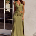 MAZINI DEEP PLUNGE MAXI DRESS - OLIVE