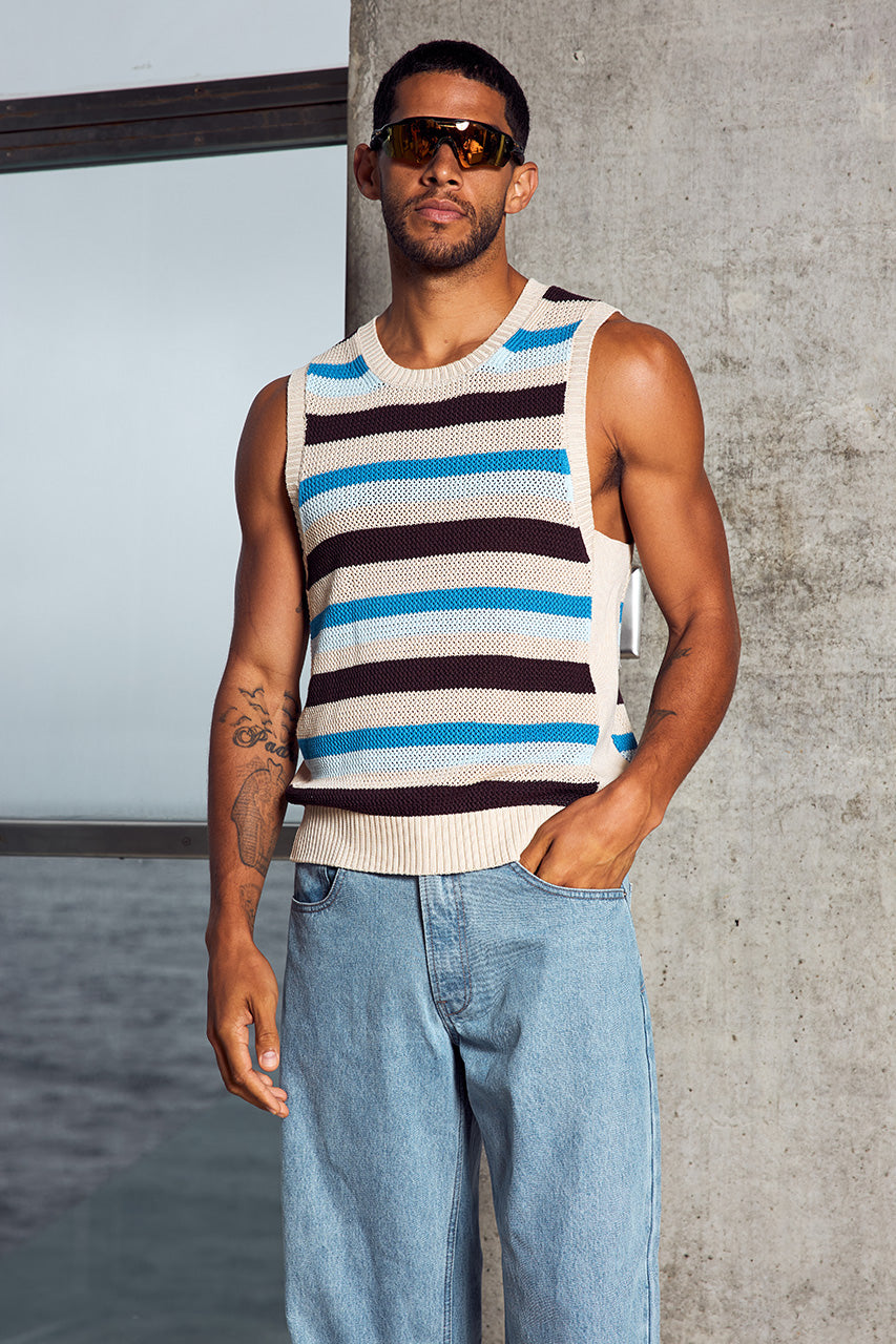 MICHELO KNIT TANK - CHOCOLATE MULTI