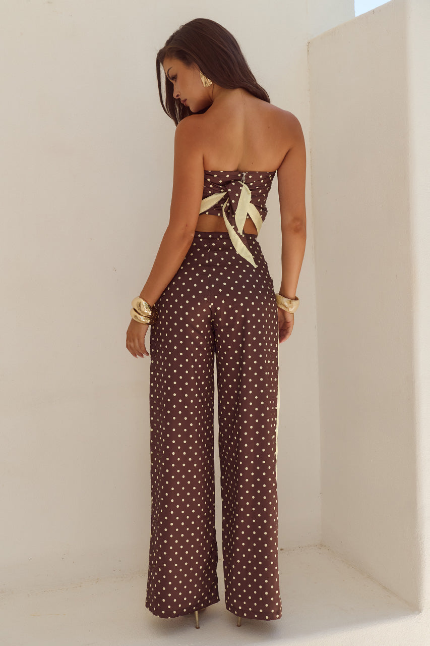 MILANI RELAXED SATIN PANT - CHOC/LEMON POLKA - MILANISATINSCARFTOPXMILANIRELAXEDSATINPANT-CHOCLEMONPOLKA-07