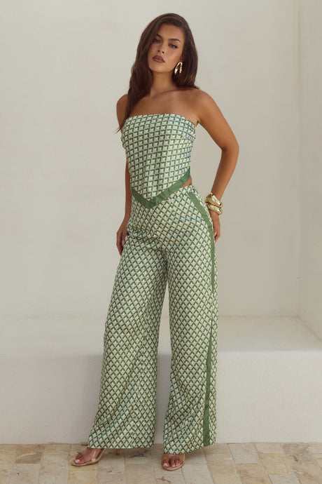 MILANI RELAXED SATIN PANT - SAGE GEO