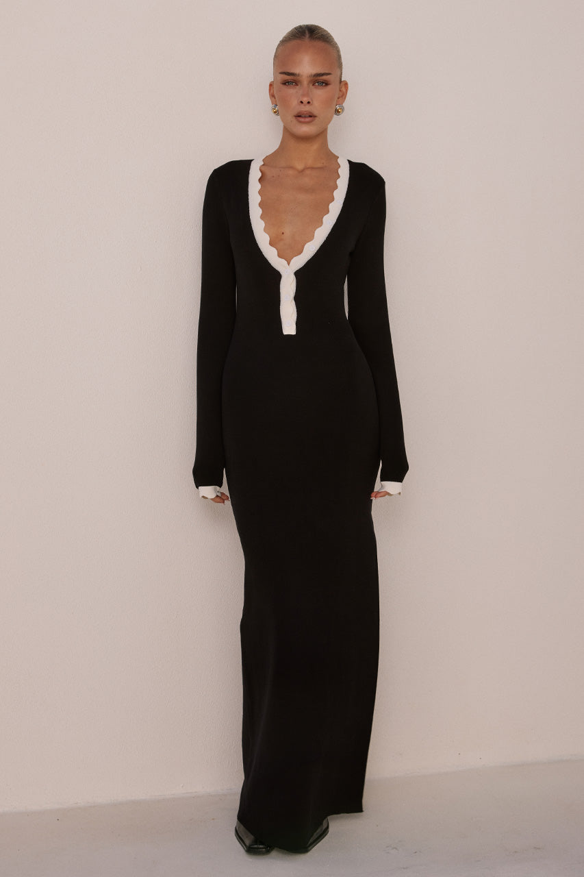 MILENIA SLEEVED KNIT MIDI DRESS - BLACK XXL - MILENIASLEEVEDKNITMIDIDRESS-BLACK-6