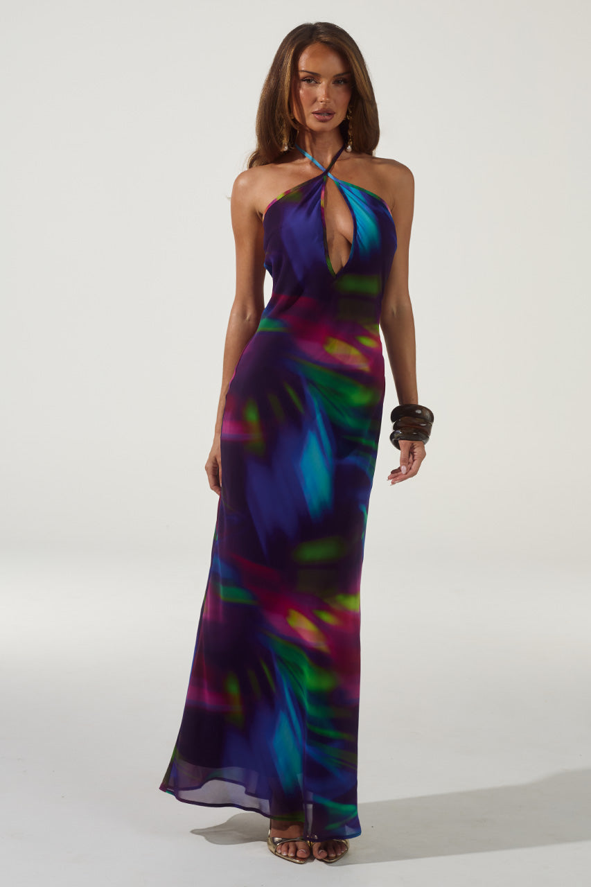 MIRAE CROSS FRONT MAXI DRESS - TUSCAN PURPLE