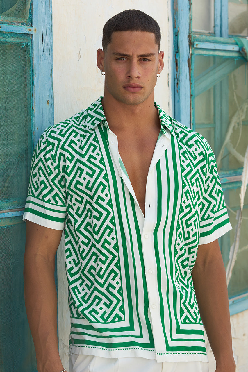 MIRKO SHORT SLEEVE SHIRT - MIRKO GREEN - MIRKOSHORTSLEEVESHIRT-MIRKOGREENXDAMONSHORT-WHITE-3