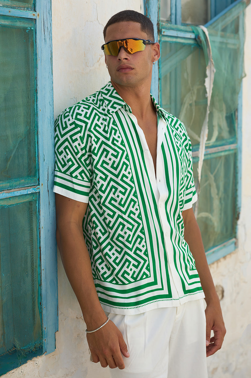 MIRKO SHORT SLEEVE SHIRT - MIRKO GREEN - MIRKOSHORTSLEEVESHIRT-MIRKOGREENXDAMONSHORT-WHITE-4