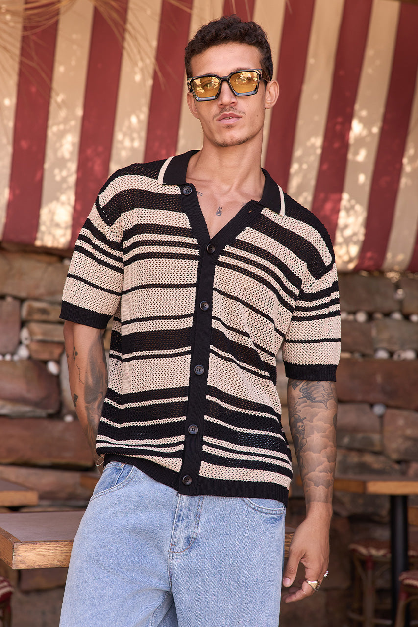 MONROE TOP - BLACK/SAND STRIPE - MONROESHIRT-BLACK_SANDSTRIPE-2