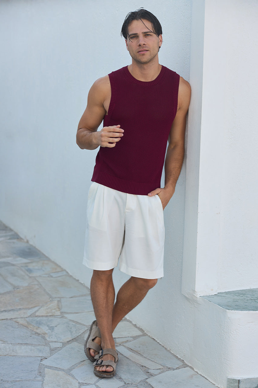 REECE KNIT TANK - WINE - MensDrop