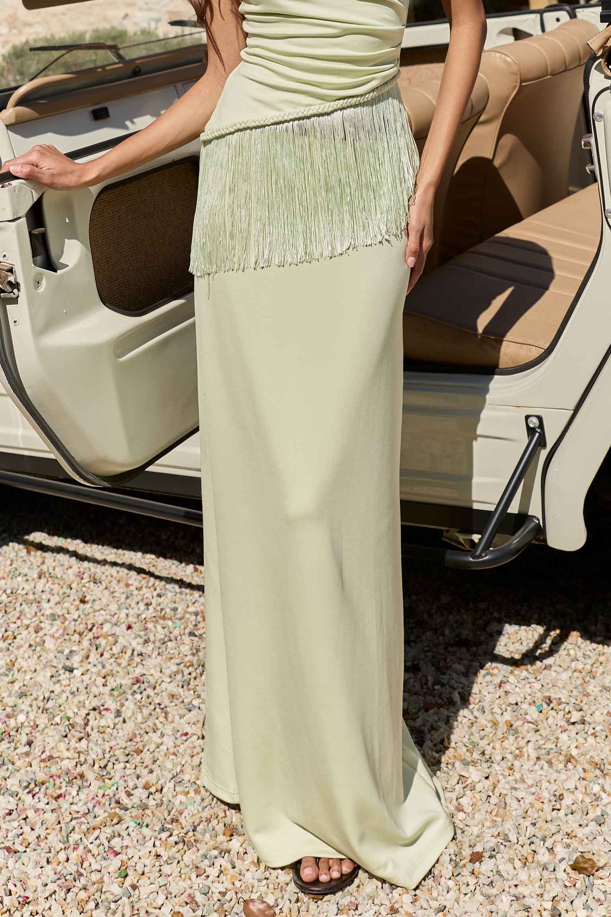 NALU LOW WAISTED MAXI SKIRT - LIME