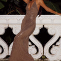 NARA DEEP V-NECK MAXI DRESS - BRONZE