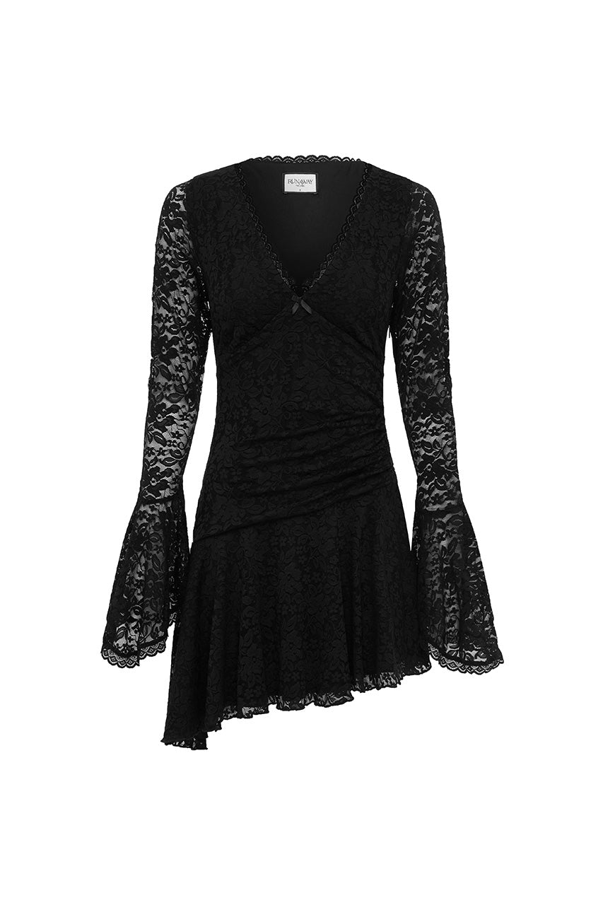 NATALYA SLEEVED LACE MINI DRESS - BLACK - NATALYASLEEVEDLACEMINIDRESSBLACK