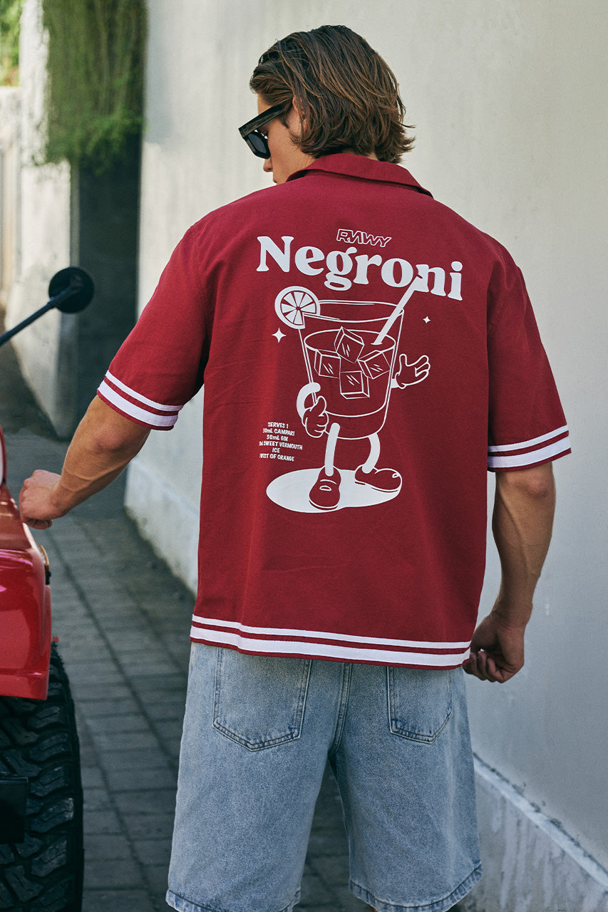 NEGRONI GRAPHIC SHORT - RED/WHITE - NEGRONIGRAPHICSHORT-REDWHITEXZLATANBERMUDADENIMSHORTS-LIGHTBLUEWASH-4