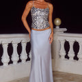 NESSA LOW WAIST MAXI SKIRT - SILVER