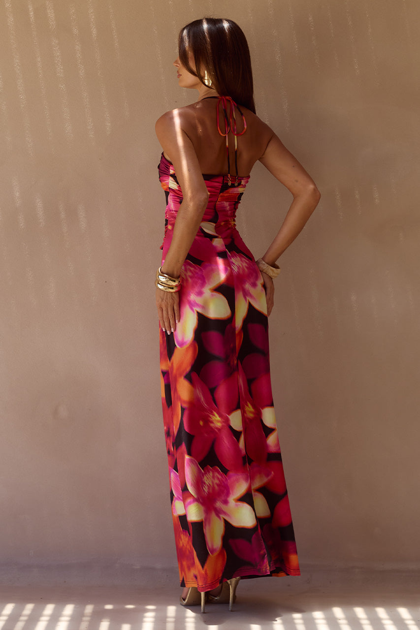 NINA RUCHED HALTER MAXI DRESS - SKYE BLACK - NINARUCHEDHALTERMAXIDRESS-SKYEBLACK-2