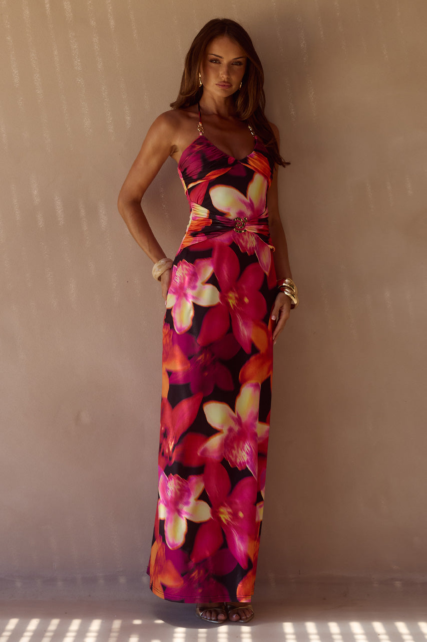 NINA RUCHED HALTER MAXI DRESS - SKYE BLACK - NINARUCHEDHALTERMAXIDRESS-SKYEBLACK-4