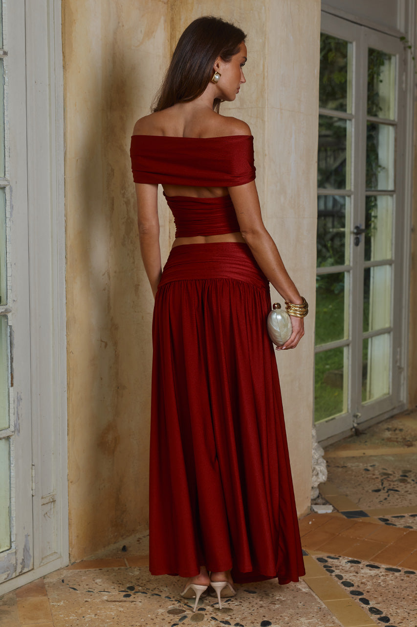 NIVALI DRAPED WAIST MAXI SKIRT - CHERRY - NIVALIOFFSHOULDERTOPXNIVALIDRAPEDWAISTMAXISKIRT-CHERRY-07