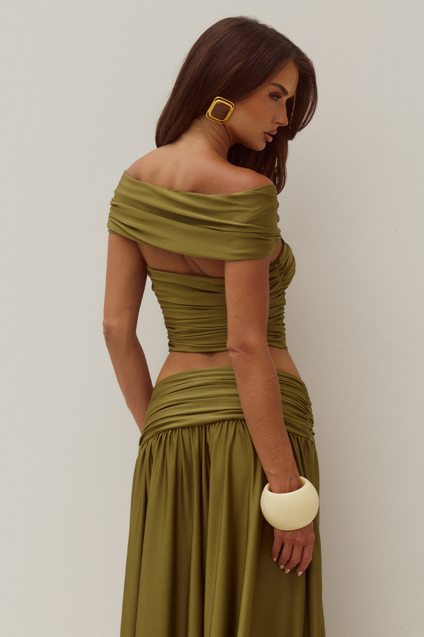 NIVALI OFF SHOULDER TOP - OLIVE