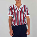 NOEL THREE QUARTER KNIT TOP - RED/NAVY