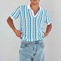 NOEL THREE QUARTER KNIT TOP - SKY BLUE/NAVY