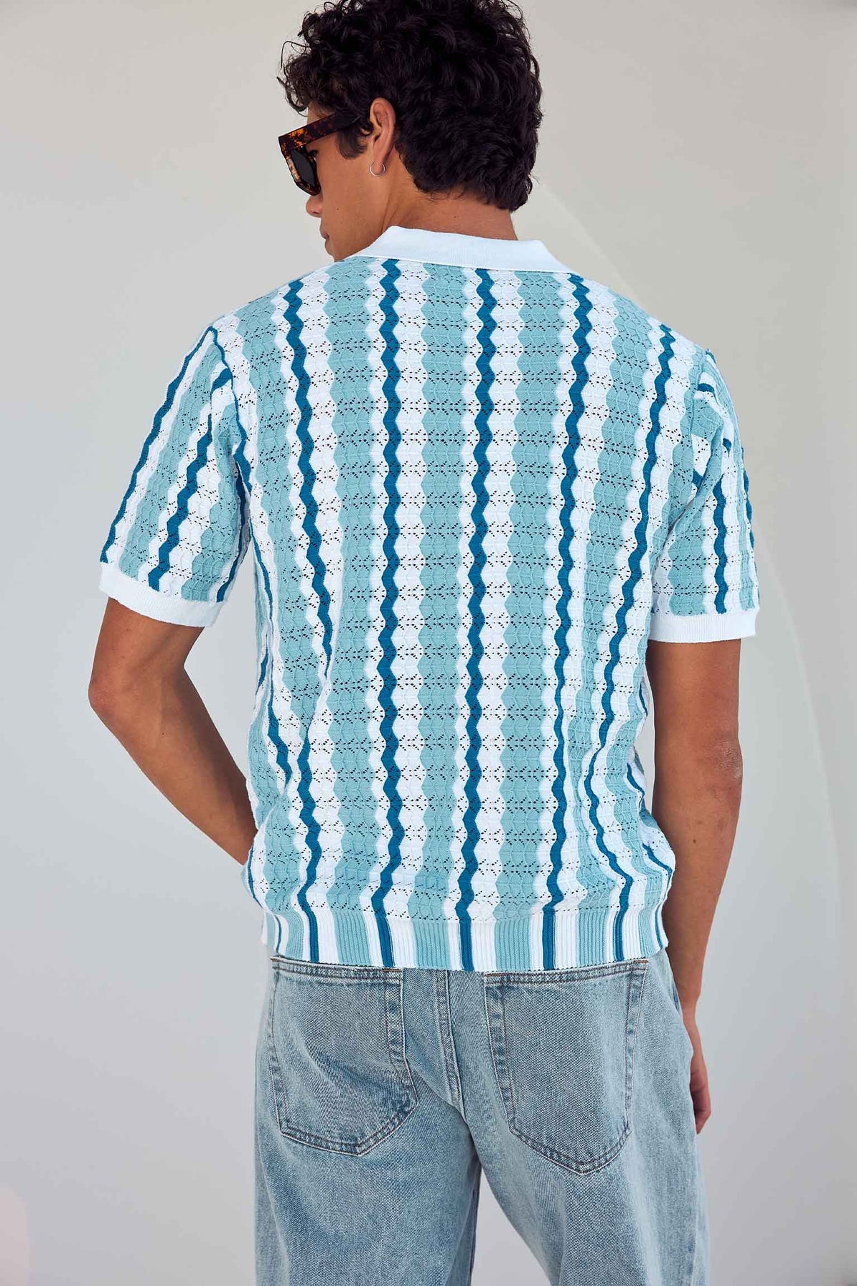 NOEL THREE QUARTER KNIT TOP - SKY BLUE/NAVY - NOELTHREEQUARTERKNITTOP-SKYBLUENAVY-3