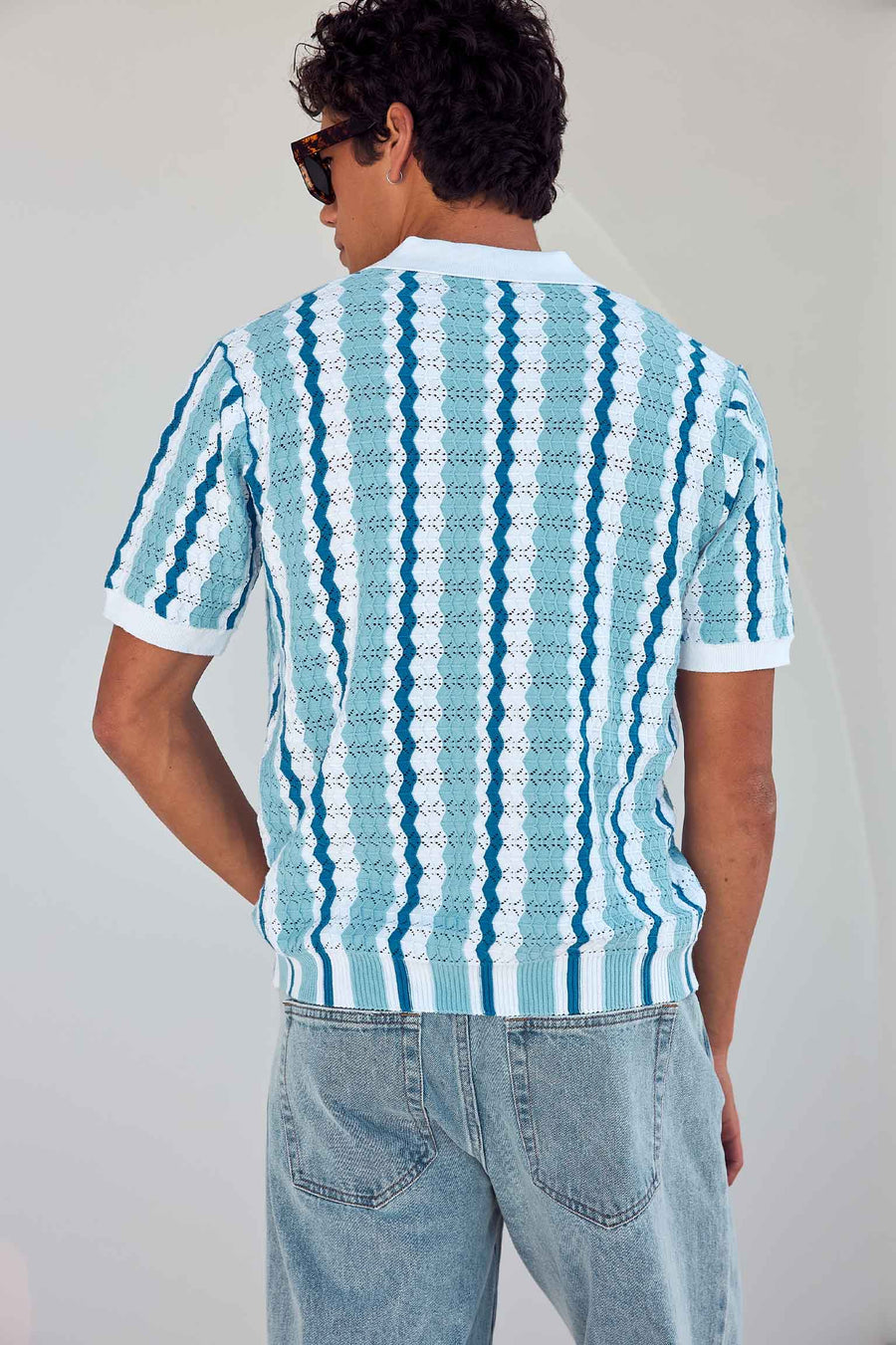 NOEL THREE QUARTER KNIT TOP - SKY BLUE/NAVY - NOELTHREEQUARTERKNITTOP-SKYBLUENAVY-3