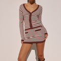 NOEMI KNIT MINI SKIRT - CHOC STRIPE