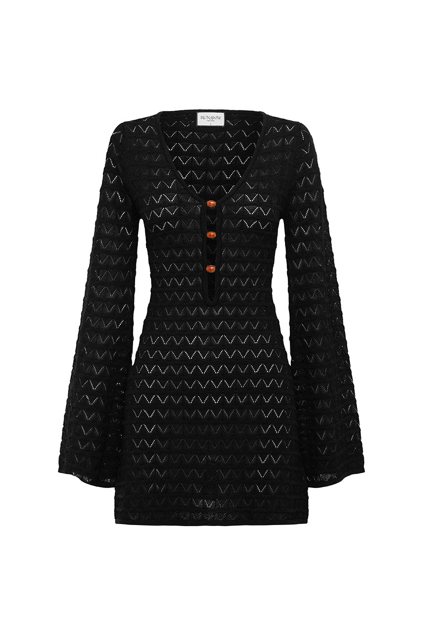 NYA LONG SLEEVE KNIT MINI DRESS - BLACK - NYAMINIDRESS-BLACK