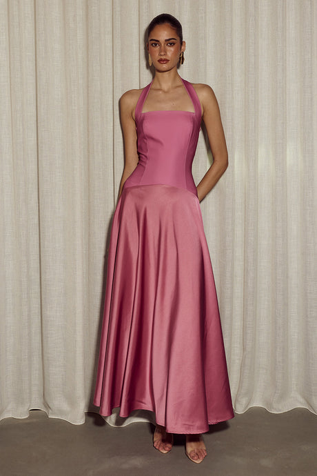 ODINA SQUARE NECK MAXI DRESS - BLUSH