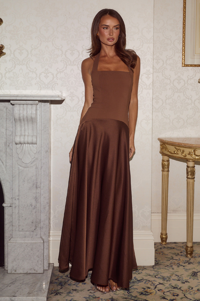 ODINA SQUARE NECK MAXI DRESS - CHOCOLATE XXL - ODINASQUARENECKMAXIDRESS-CHOCOLATE