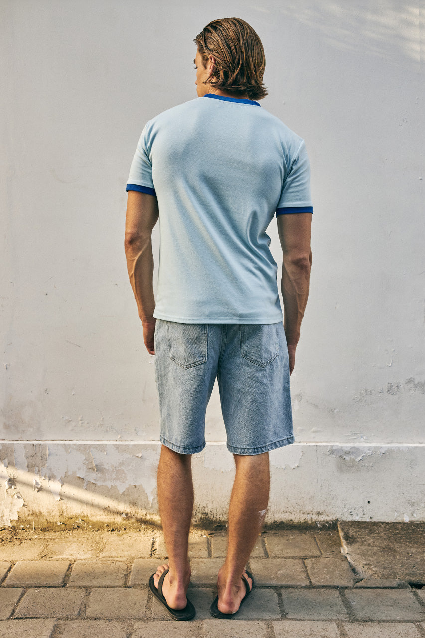 OLIVER SHORT SLEEVE T-SHIRT - LIGHT BLUE/ROYAL BLUE