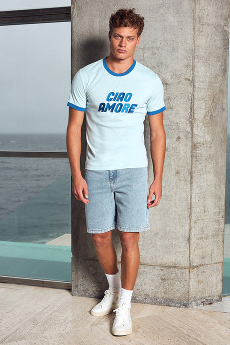 OLIVER SHORT SLEEVE T-SHIRT - LIGHT BLUE/ROYAL BLUE